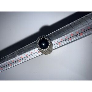925 Sterling Silver Vintage Sarah Coventry Black Onyx spiral Ring Size 9